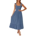 thumbnail image 1 of Vestido largo boho ZESICA 2026 de tirantes finos, azul polvo, 1 of 8