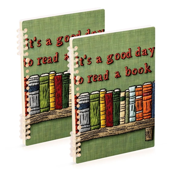 FORMRS 1-Subject Spiral Notebook 8" x 5" College Ruled 60 Refillable Sheet A5 Hard Cover, 2 Pack, Green Book Shelf