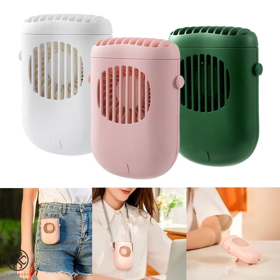 Luxtrada Portable Rechargeable Fan Mini Waist Hanging Neck Desktop Outdoor Handheld Fan Desktop Fan USB Silent W/ Battery