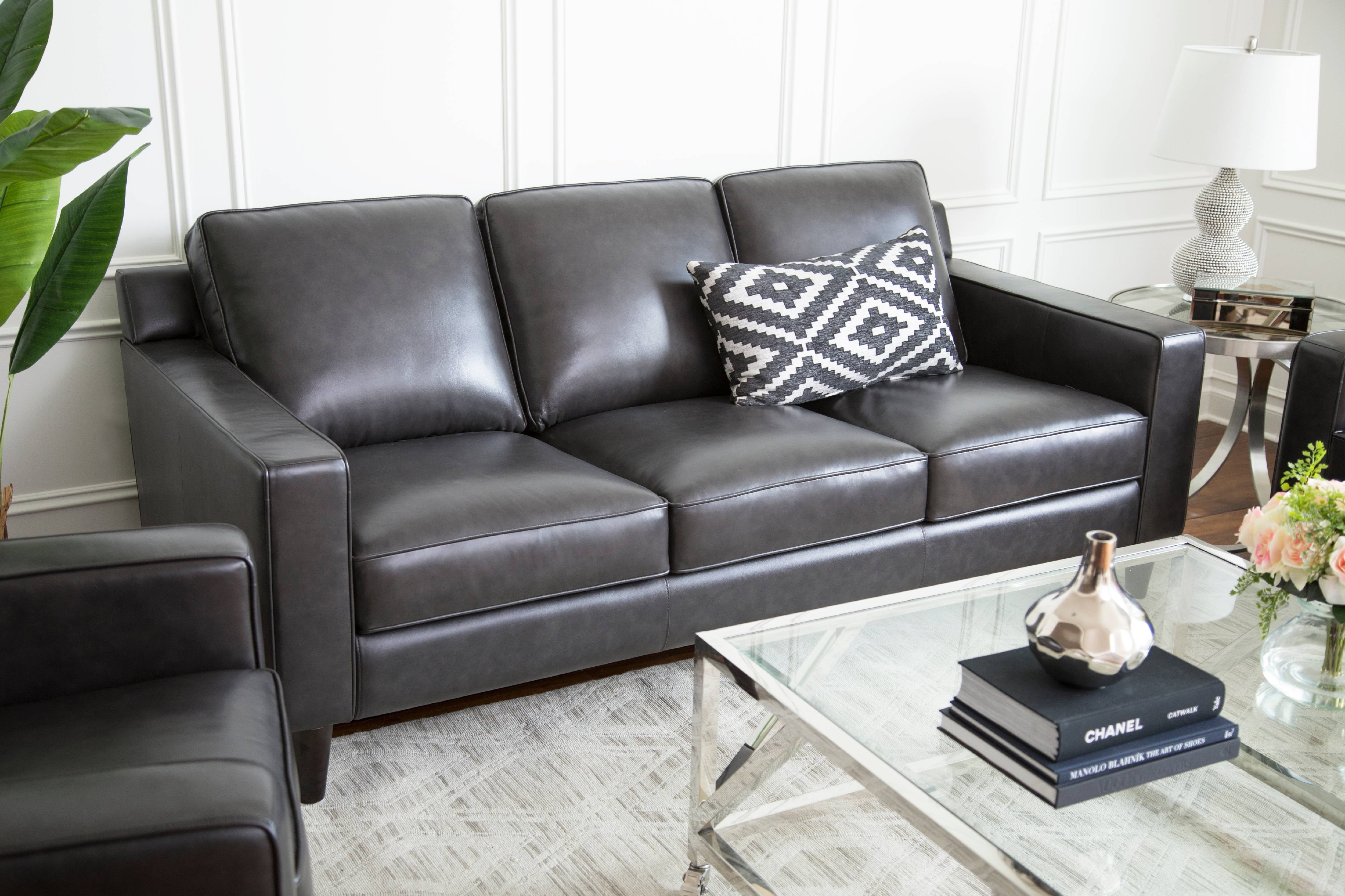 Devon & Claire Millie Top Grain Leather Steel Grey Sofa