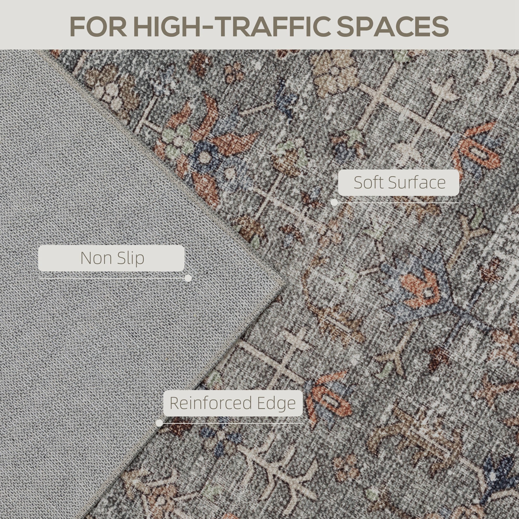 Area Rug 83.9"x59.8" Chenille Soft Non-Slip TPR Backing Machine Washable Rug for Living Room Bedroom