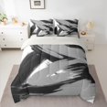 thumbnail image 2 of Homewish Graffiti Splash 7pcs Bedding Comforter Set For Adults Female Men,Abstract Geometric Stripes Queen Bedding Sets Super Cozy,Black Grey White Queen Sheet Sets,Ultra Soft Home Decor,Reversible, 2 of 8
