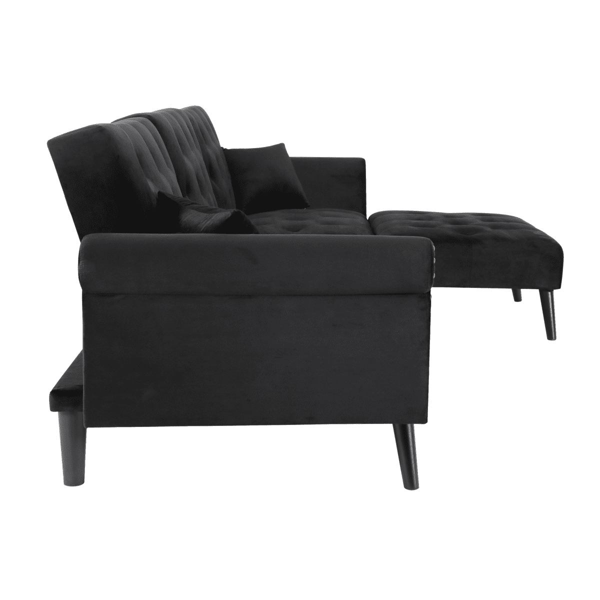 Kepooman L-Shape 3-Seater Sofa, Convertible Sectional Sofa Set with Reversible Chaise, Couch With Ottoman for Small Space, Black Kepooman L-Shape 3-Seater Sofa, Convertible Sectional Sofa Set with Reversible Chaise, Couch With Ottoman for Small Space, Black