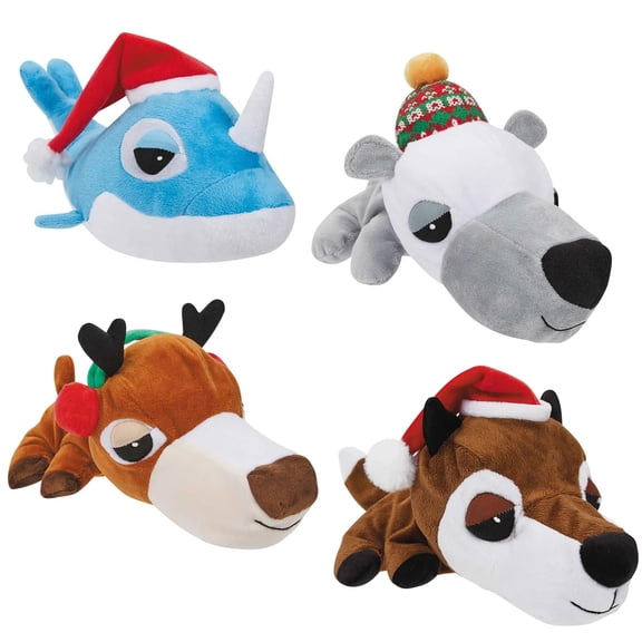 Plush Squeaky Dog Toys Xmas Adorable Interactive Large 10.25 Inch Holiday Theme (Full Set - All 4 Toys)
