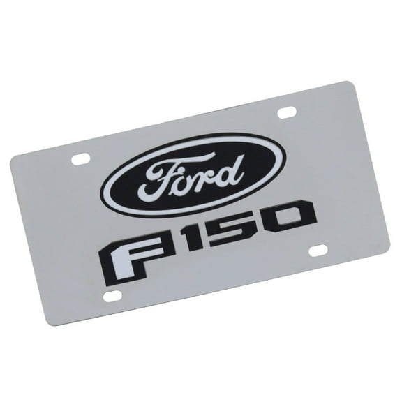 Ford F150 Dual Logo License Plate (Black On Chrome)