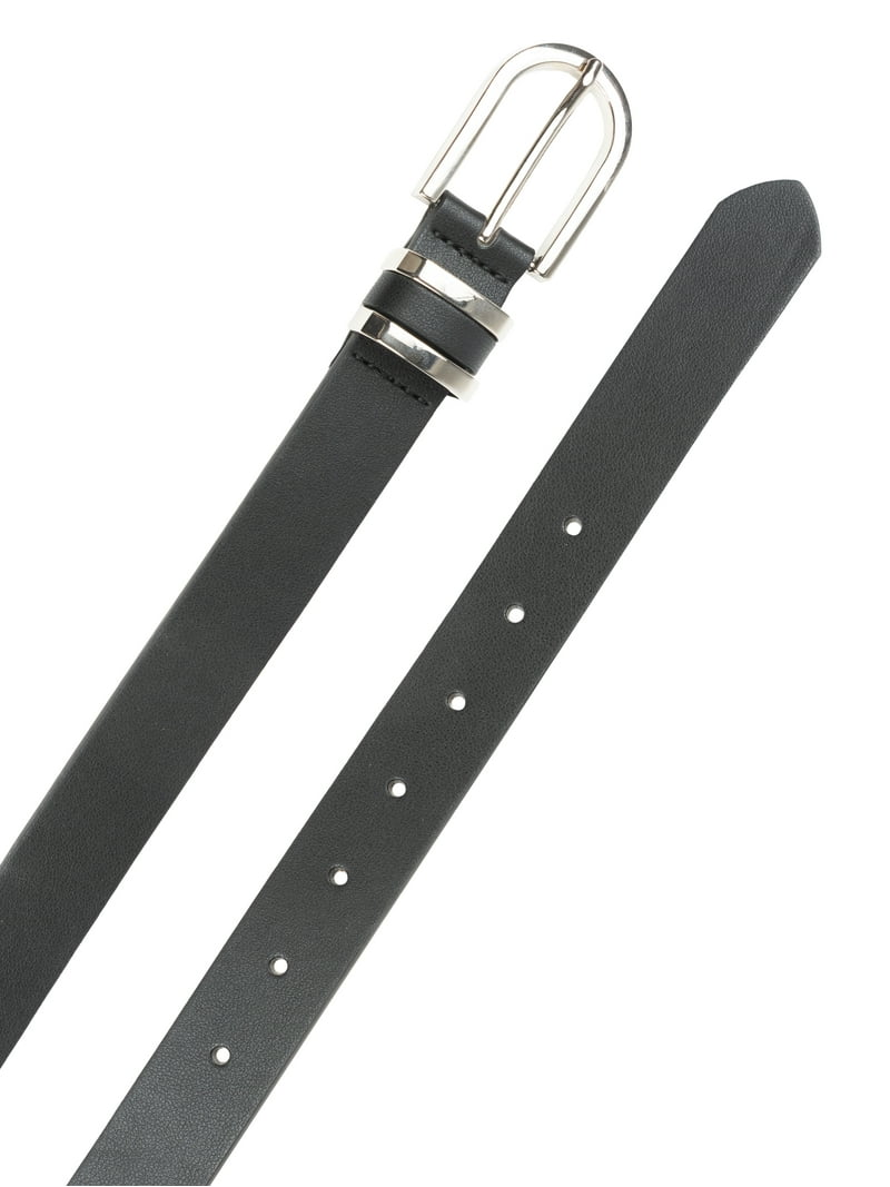 Time and Tru Women's Mixed Loops Belt Black, Recycled Faux Leather