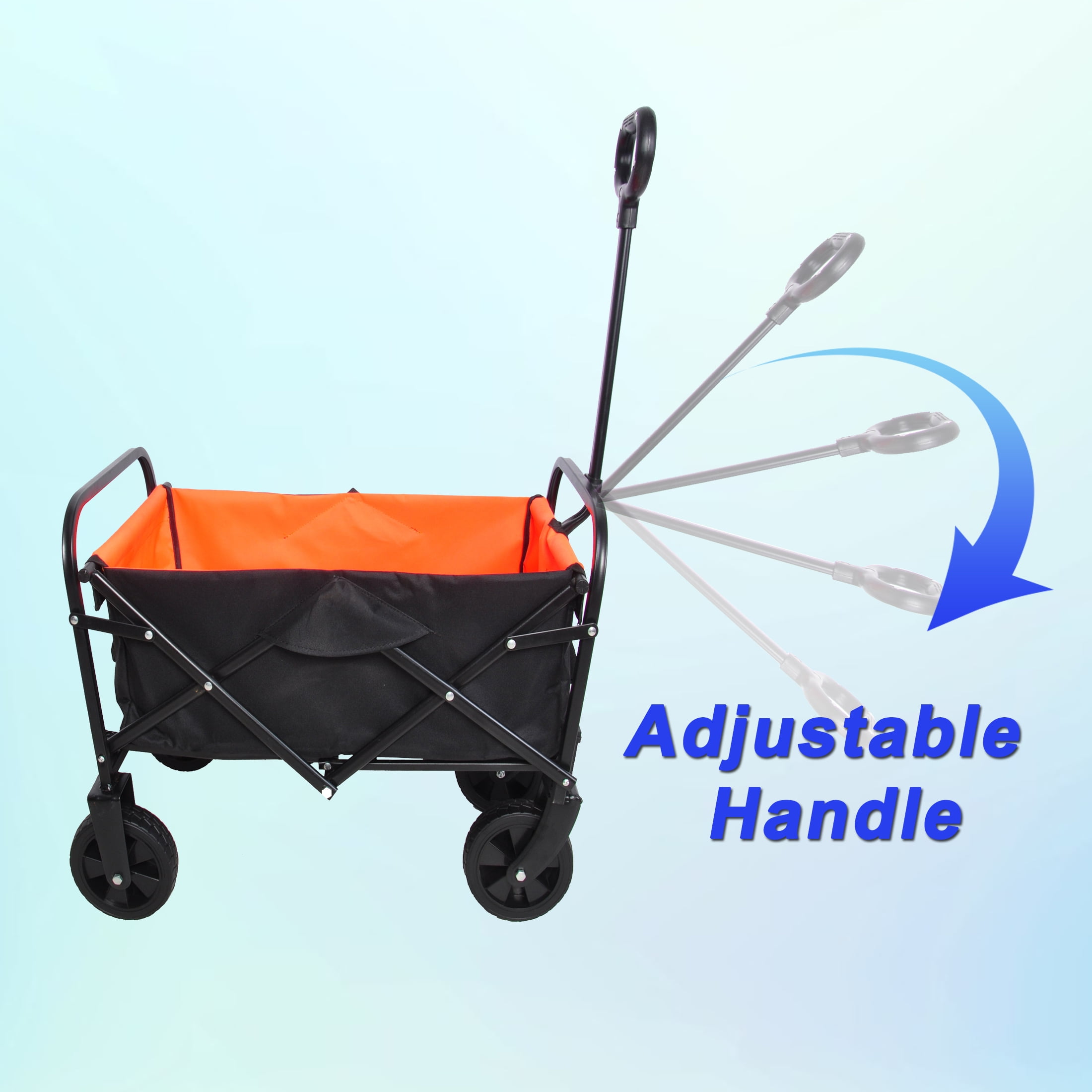 MAYEERTY Mini Folding Wagon Cart, 220LBS 600D Oxford Steel Frame, No Assembly for Garden Beach Shopping, Black-Yellow