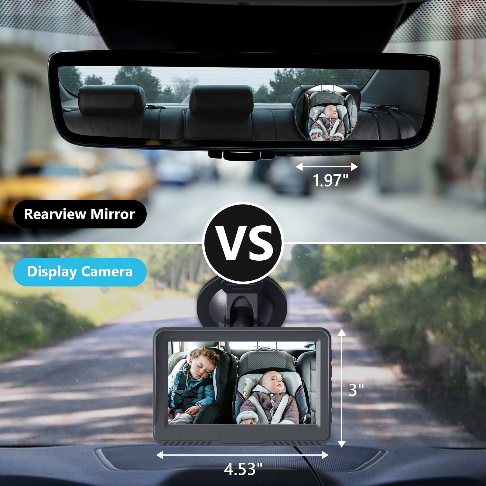 Luckview HD Baby Car Mirror with 3X Zoom, Black
