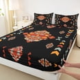 thumbnail image 3 of Feelyou Retro Western Aztec Twin Sheet Sets, Black Orange Triangle Bedding, 3-Piece, 3 of 7