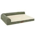 thumbnail image 5 of Plush & Grid Cord Orthopedic Deluxe L-Chaise Pet Bed for Dogs and Cats - Olive, Large, 5 of 12
