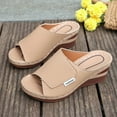 thumbnail image 5 of Wowcloth Women's Casual Summer Slides – Solid Color Peep Toe Platform Wedge Heel Slip-On for Fashion Comfort & Outdoor Wear,Plus Size, 5 of 9