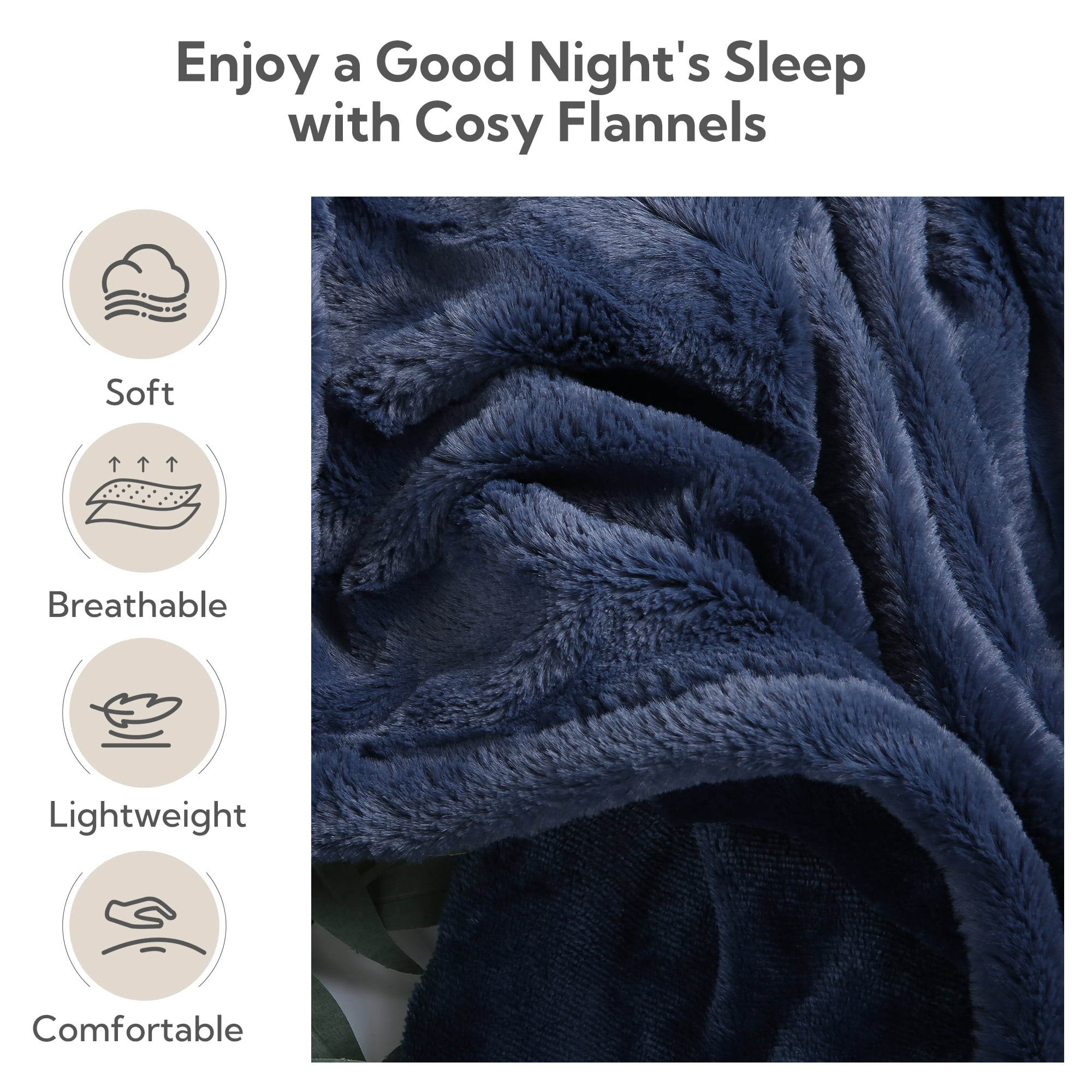 SUNNY HEAT Electric Heated Blanket 50'' x 60'', Soft and Lightweight Faux Fur Electric Blanket, Navy