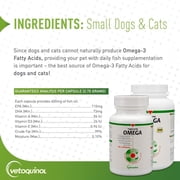 Vetoquinol Triglyceride Omega 3 Supplement for Dogs and Cats, Fish Oil Supplement with EPA and DHA, Promotes Skin, Coat, Joint, and Immune Health, Omega 3 Fish Oil for Dogs up to 30lbs, 250ct