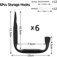 thumbnail image 2 of 6 Pack Heavy Duty J Shape Wall Hooks for Garage Storage (11.5cm x 10cm), 2 of 5