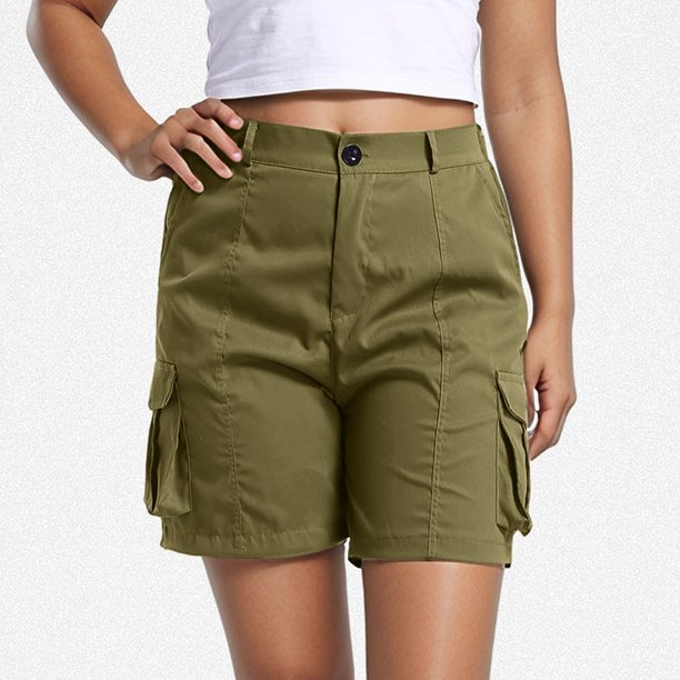 WILLBEST Pantalones Casuales para Mujer, Cómodos Pantalones Cortos Cargo Hasta La Rodilla con Bolsillos y Cintura Elástica para Uso Diario. Grande