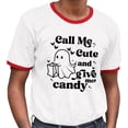 thumbnail image 2 of Call Me Cute and Give Me Candy Ringer Tee Shirt Unisex Medium White/Red, 2 of 5