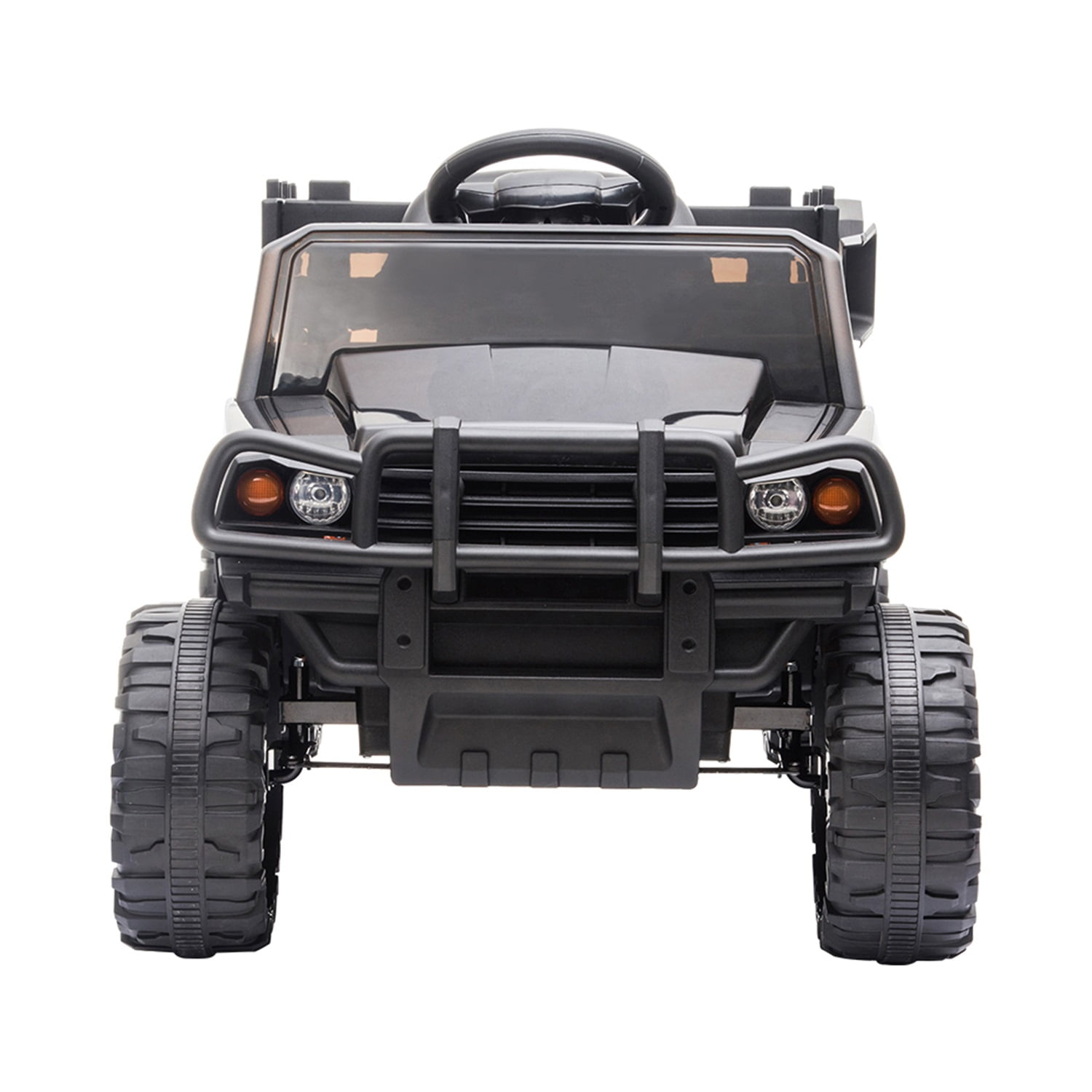 CIPACHO Kids 12V Ride On Truck, Battery Powered Toy Car w/Spring Suspension, Remote Control, 3 Speeds, LED Lights, Black