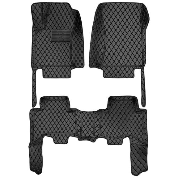 Leadwolf Floor Mats for Cars for Toyota 4Runner N280 2010-present PU Leather Floor Liner Carpet Protection Floor Mat All Weather PU leather Front & Rear Full Set 3Pcs Black