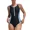 Blue, variant on One Piece Athletic Swimsuit Women Slimming Color Block Bathing Suit Zipper Front U Back Training Swimwear for Women