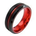 thumbnail image 5 of Wedding Rings For Men or Women. 8mm Black Tungsten Band w/ Red Groove Line, 5 of 6