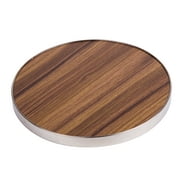 Creative Home Fiber 7 Round Trivet, Pot Holder, Serving Board Acacia Wood Finish and Stainless Steel Trim