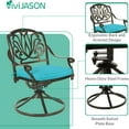 thumbnail image 5 of VIVIJASON 9-Piece Outdoor Furniture Dining Set for 8, All-Weather Cast Aluminum Patio Table and Chairs Set with 8 Swivel Rocker Chairs, 64" Large Square Dining Table with Umbrella Hole, Ocean Blue, 5 of 7