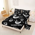 thumbnail image 2 of Castle Fairy Sport Basketball Bed Sheets 4-Piece, Minimalist Ball Pattern Full Size Sheets, Black White,1 Fitted Sheet, 1 Flat Sheet and 2 Pillowcases, 2 of 6