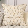thumbnail image 3 of DEELLEEO 18 x 18 Inch Gold Plaid Geometric Lines Embroidery Velvet Cushion Case Luxury Modern Square Throw Pillow Cover Decorative Pillow for Couch Living Room Bedroom Car, 3 of 5