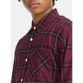 thumbnail image 4 of No Boundaries Collared Cotton Boxy Cropped Fit Flannel Shirt, Men's and Big Men's Sizes XS-5XL, 4 of 5