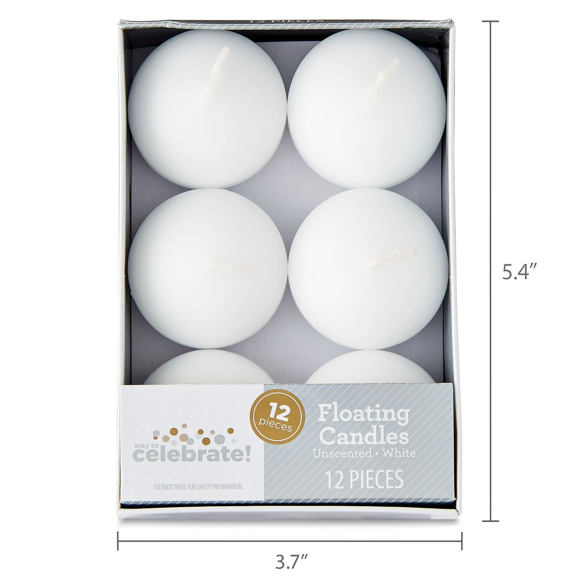 Way To Celebrate Floating Candles, Unscented, White, 12 Count