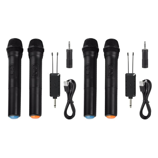 2X Micrófono de Mano Inalámbrico Universal VHF con Receptor para Micrófonos Portátiles de Karaoke / Reuniones de Negocios