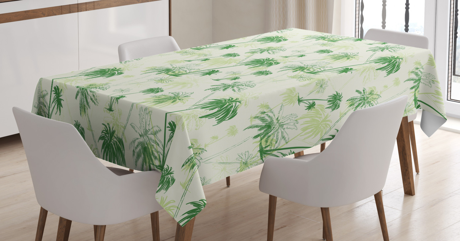 Hawaii Tablecloth, Sketch Palm Tree North Pacific Ocean Foliage