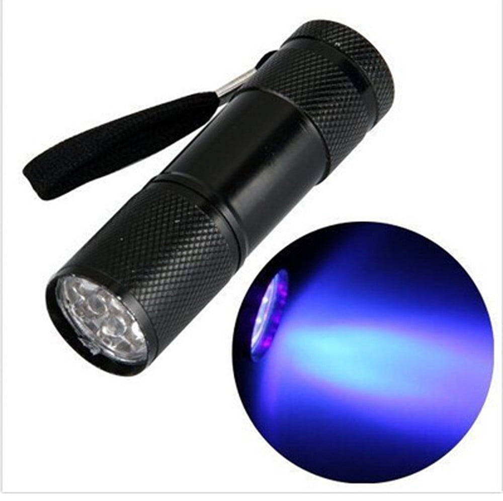 Mini Portable Outdoor Camping UV 9LED Black Light Super Bright Torch Flashlight 