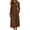 Brown, variant on Women's Crew Neck Long Sleeve Midi Dresses Gathered Waist Casual Dress with Pockets Cuffed Sleeves Relaxed Fit Daily Dresses