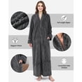 thumbnail image 5 of AMITOFO Womens Zip Up Fleece Robe Warm Loose Flannel Plush Zipper Lounger Bathrobe for Ladies, Gray, 5 of 8