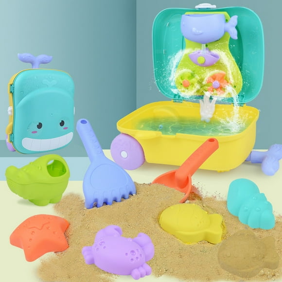 SPRING PARK Children Beach Toys Set, Plastic Sand Shovel Outdoor Water Toy Game with Whale Trolley Case Beach Toys for Kids