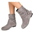 thumbnail image 2 of Willtoo Women's Fashion Mid Calf Flat Heel Side Zipper Slouch Boots Gray, 2 of 6