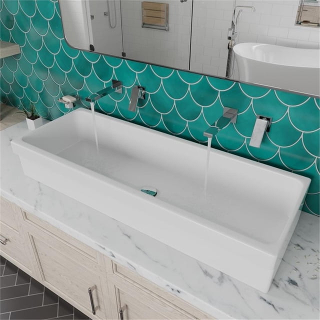 Pemberly Row 48" White Above Mount Fireclay Bath Trough Sink