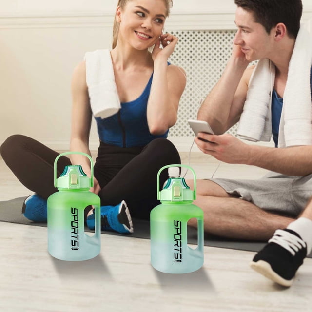 Botella de Agua de Gran Capacidad, Jarra Deportiva con Asa, Contenedor de Hidratación con Plástico de Alta Temperatura, 2L para Fitness, Gimnasio y Uso al Aire Libre