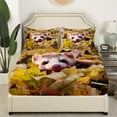 thumbnail image 4 of Cute Ferret Sheet Set Cute Wild Animal Bed Sheets Set 3D Print Animal Sheets, Lovely Furry Animal with Botanical Leaves Flat Fitted Sheet Adults Teens, King, 4 of 6