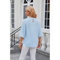 thumbnail image 4 of XCHQRTI Womens Chiffon Blouse Ruffle 3/4 Sleeve Tops Casual Solid Color Crewneck Tshirts, 4 of 8