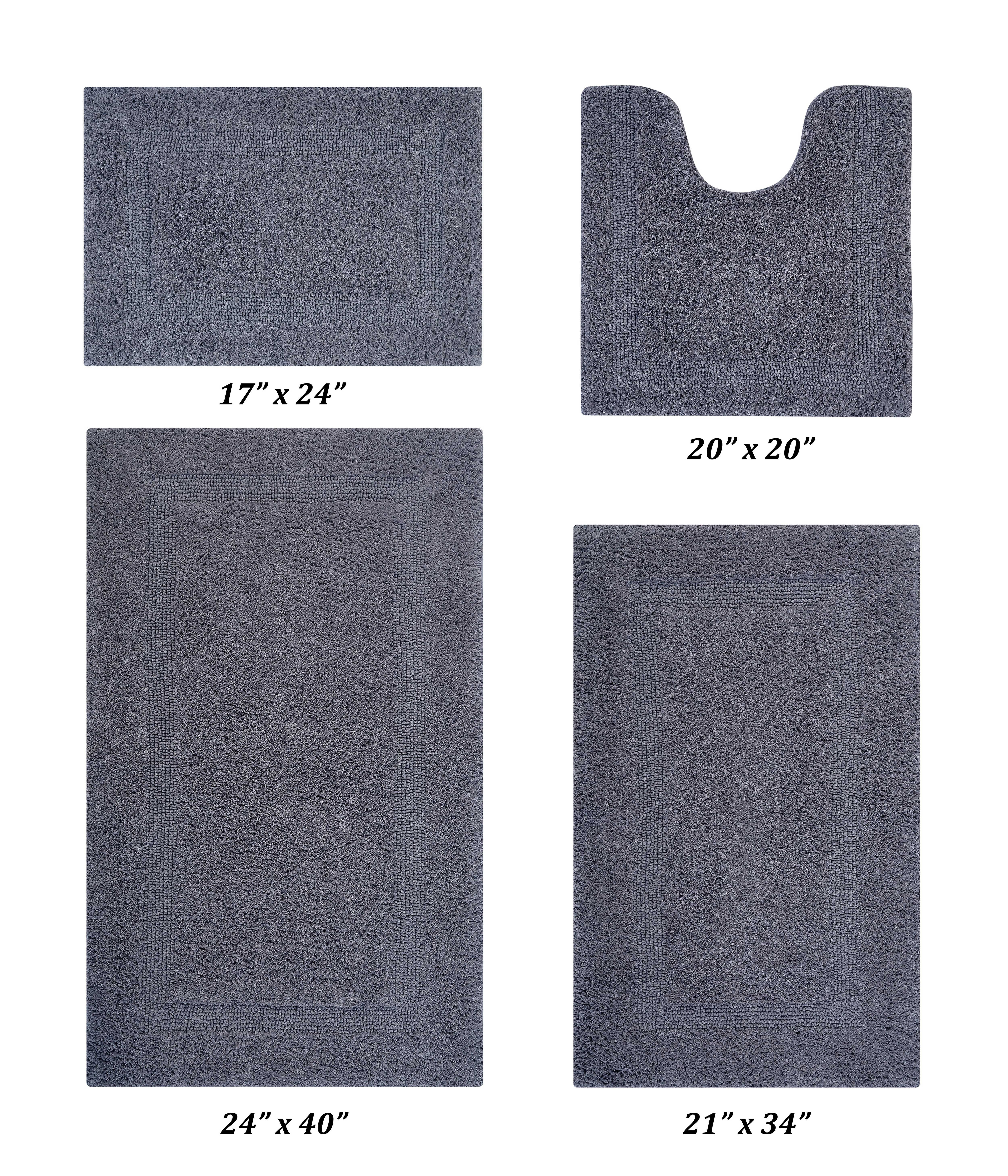 Better Trends Lux Bath Rug 100% Cotton, 4 Piece Set (17"x24" | 20"x20" | 21"x34" | 24"x40"), Gray