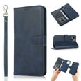 thumbnail image 1 of 2-in-1 Wallet Case for iPhone 14 Plus (6.7") 2022, Allytech Vegan PU Leather Magnetic Detachable Shockproof Hand Strap Flip Folio Stand Protective Case for iPhone 14 Plus  5G, Blue, 1 of 7