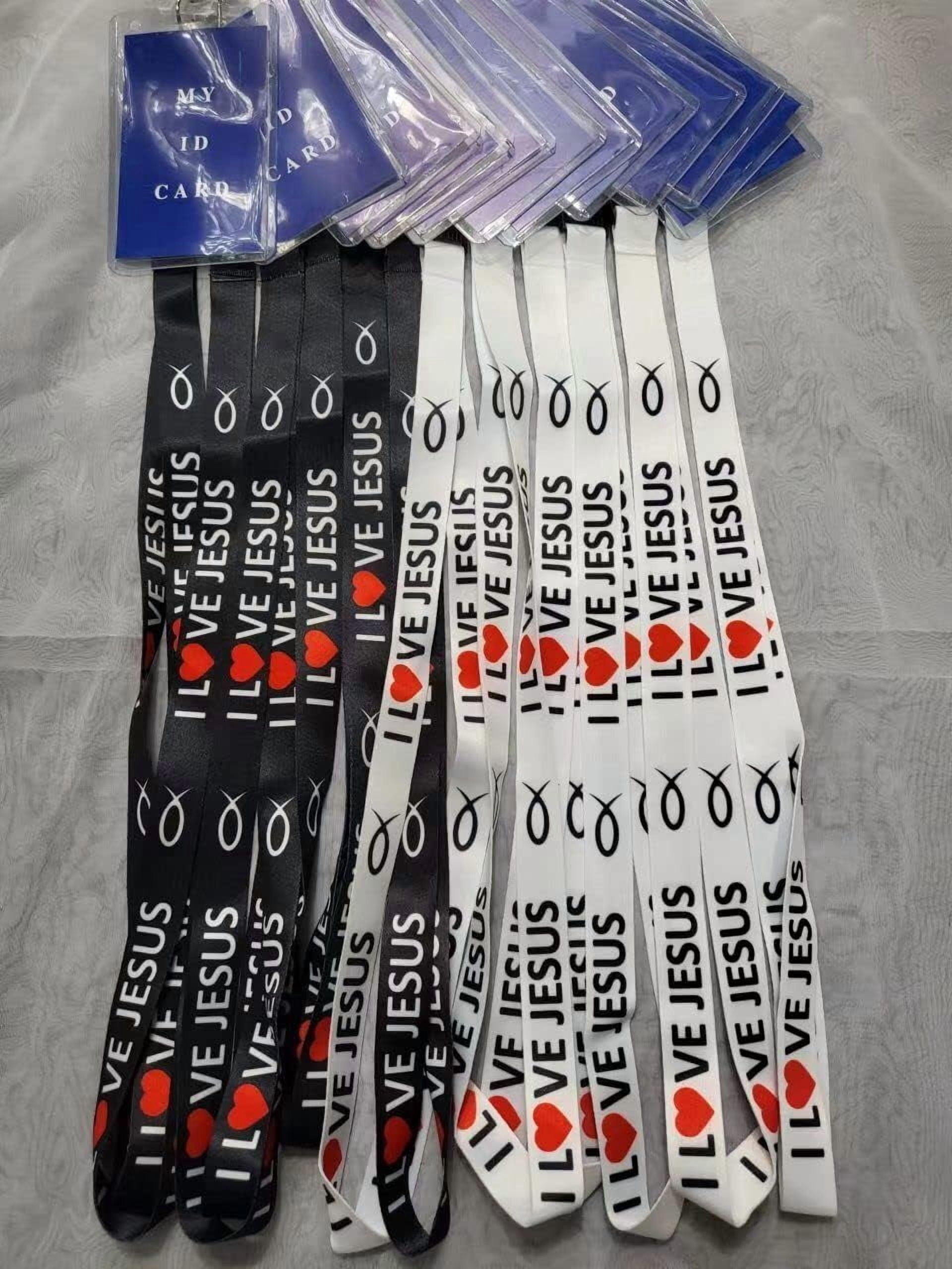 Set of 12 I Love Jesus School Office ID Lanyard Key Chain/Baptism Gift/Church Gift/Party Favor/Religious Gift