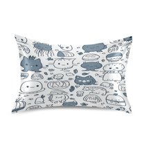 Cute Doodles Of Various Animals Satin Pillowcase 20''x40'' Double-Sided Print Soft Wrinkle Resistant
