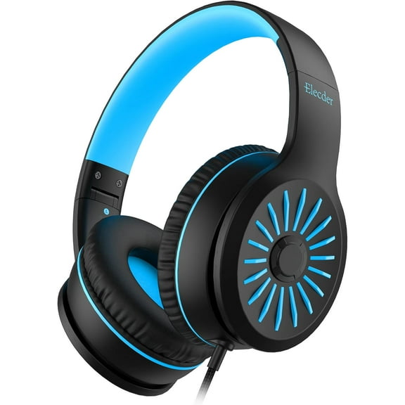 i45 On-Ear Headphones with Microphone, Foldable Stereo Bass, 1.5M No-Tangle Cord, 3.5MM Jack, Portable Wired Headphones for School, Kids, Teens, Smartphones, Tablet, Travel - Black