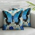 thumbnail image 3 of Nawypu  Easter Blue Butterfly Figure Embellished with Orchid Artistic Leaves Graphic, Decorative Square Accent Pillow Case, Light Blue Dark Blue Gold, 3 of 5