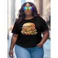 thumbnail image 3 of Women's T-Shirt Delicious Hamburg Short Sleeve Casual Tee Classic Crew Neck T Shirt for Women Black, M, 3 of 7