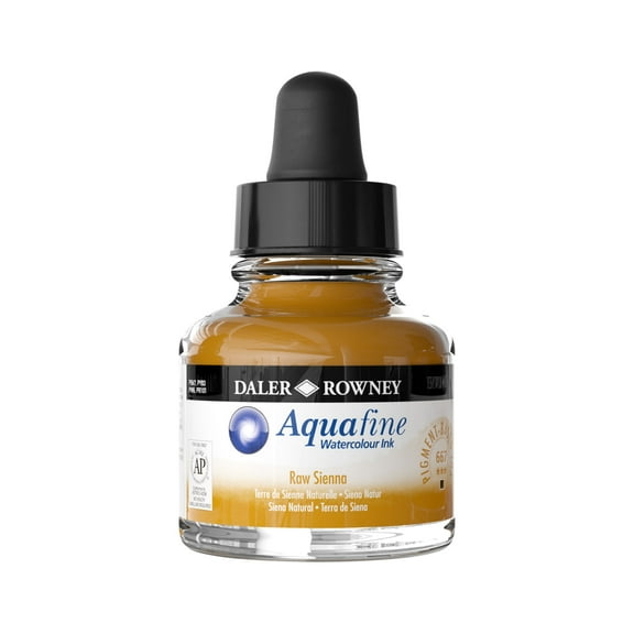 Daler-Rowney Aquafine Watercolor Ink, 29.5ml, Raw Sienna