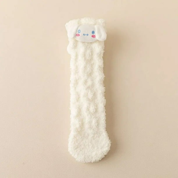 Sanrio Hello Kitty calcetines de felpa dibujos animados Anime Kuromi My Melody calcetines de longitud media Otoño Invierno medias gruesas para el hogar Y2K Girl